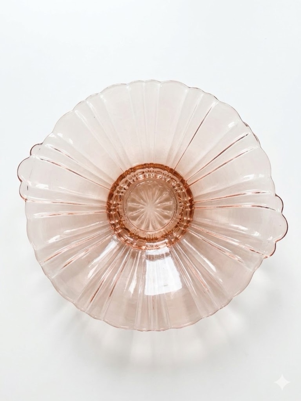 Vintage Pink Glass Round Serving Bowl